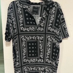 Denim & Flower Black and White Paisley Shirt